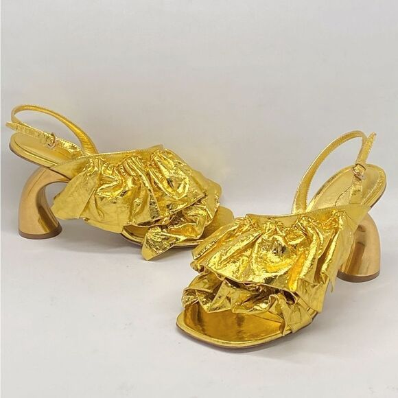 Dries Van Noten 95MM Metallic Leather Sandals size 36 - Picture 4 of 15